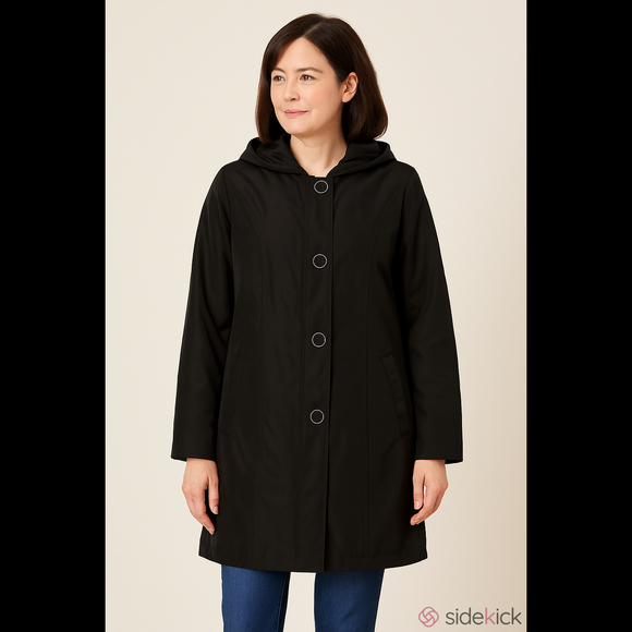 cleo Jackets & Blazers - Cleo Petites Trench Coat with Removable Hood Colour Black Size Large